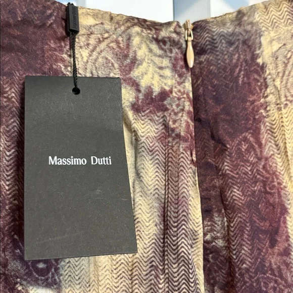 NWT [Massimo Dutti] Luxury Flowing Satin Printed Midi Elastic Skirt Women’s XS - Picture 11 of 15
